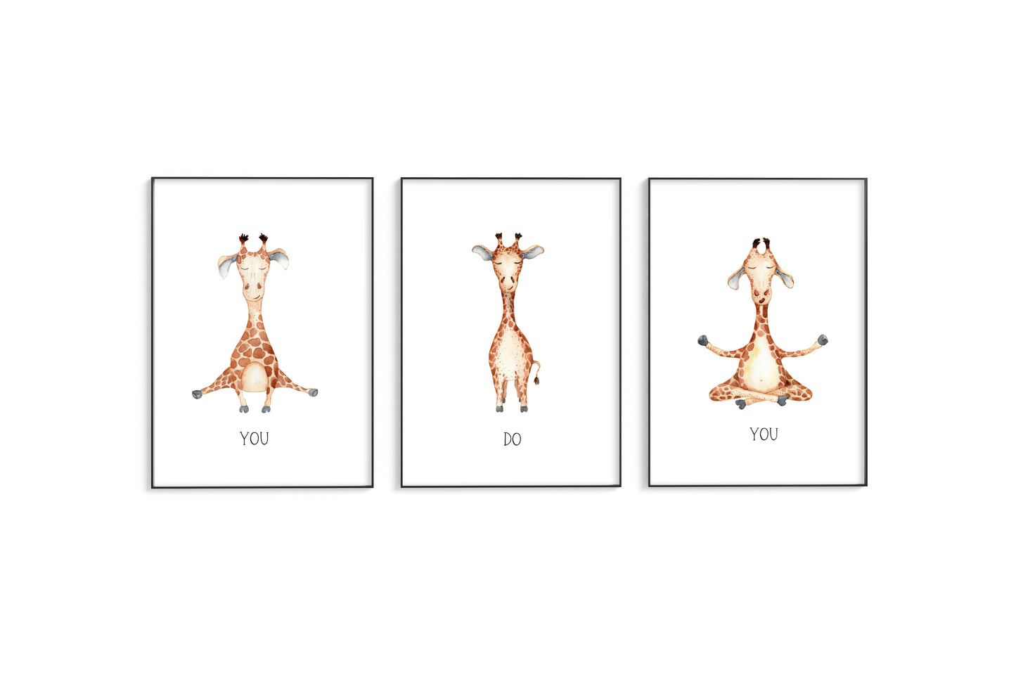 Set of 3 kids giraffe you do you bedroom, nursery unframed wall art poster prints