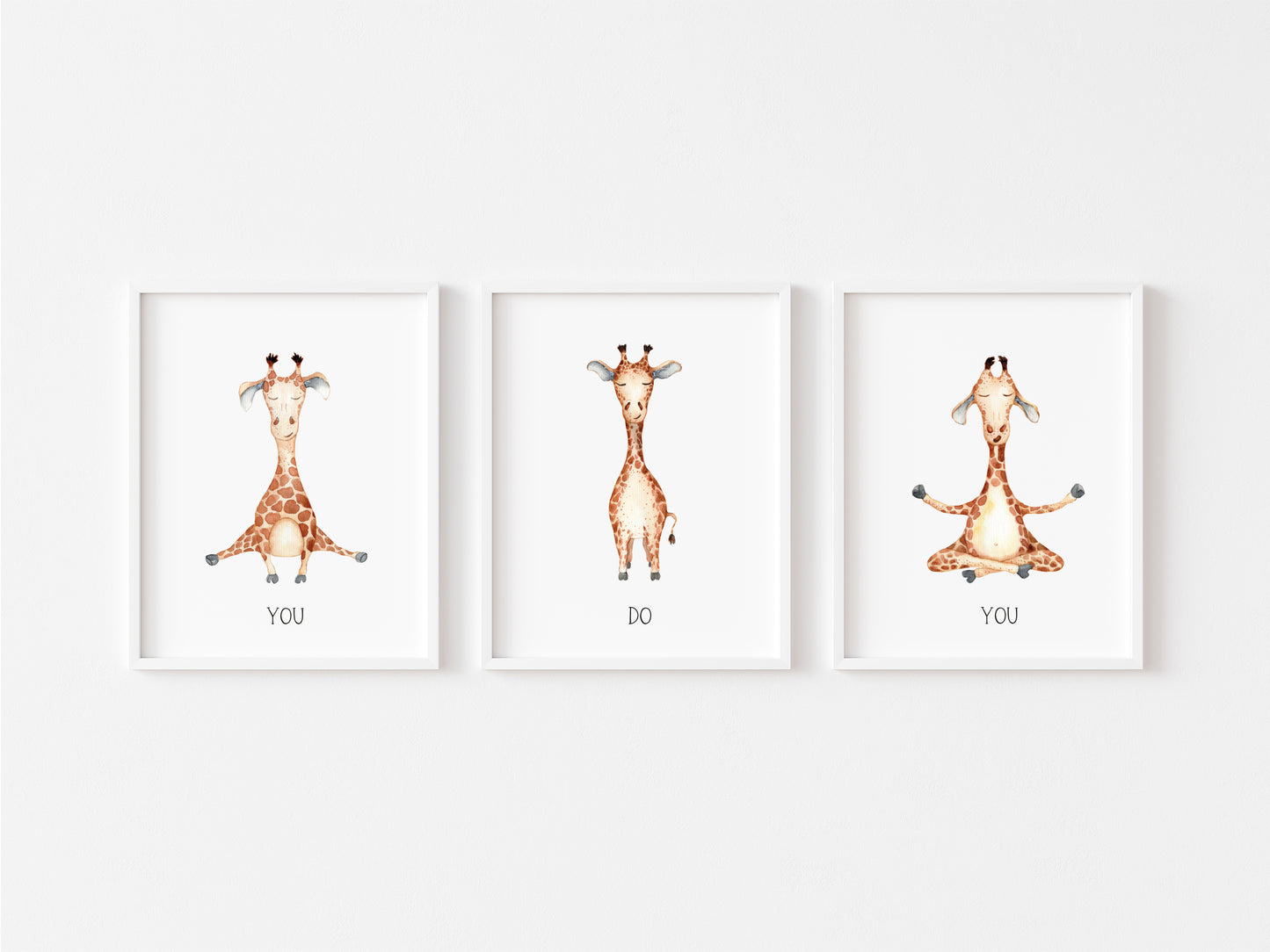 Set of 3 kids giraffe you do you bedroom, nursery unframed wall art poster prints