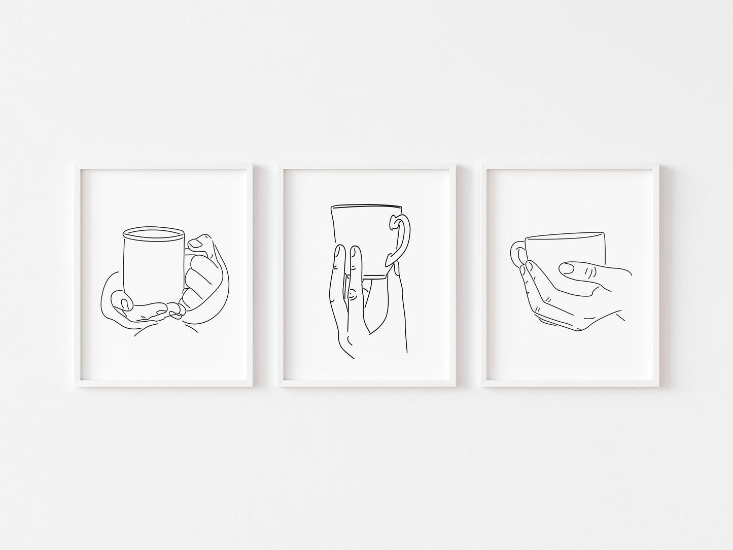 Set of 3 kitchen coffee tea line drawing home bedroom office kitchen unframed wall art poster prints