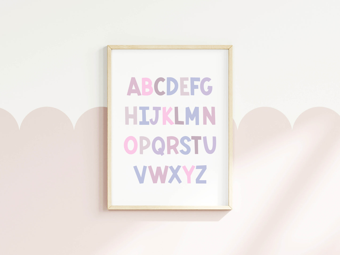 ABC print, purple pink toned kids ABC girls bedroom nursery unframed wall art poster print, nursery decor, bedroom prints, bedroom decor art