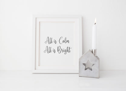 All is calm, all is bright xmas seasonal Christmas unframed wall art poster print