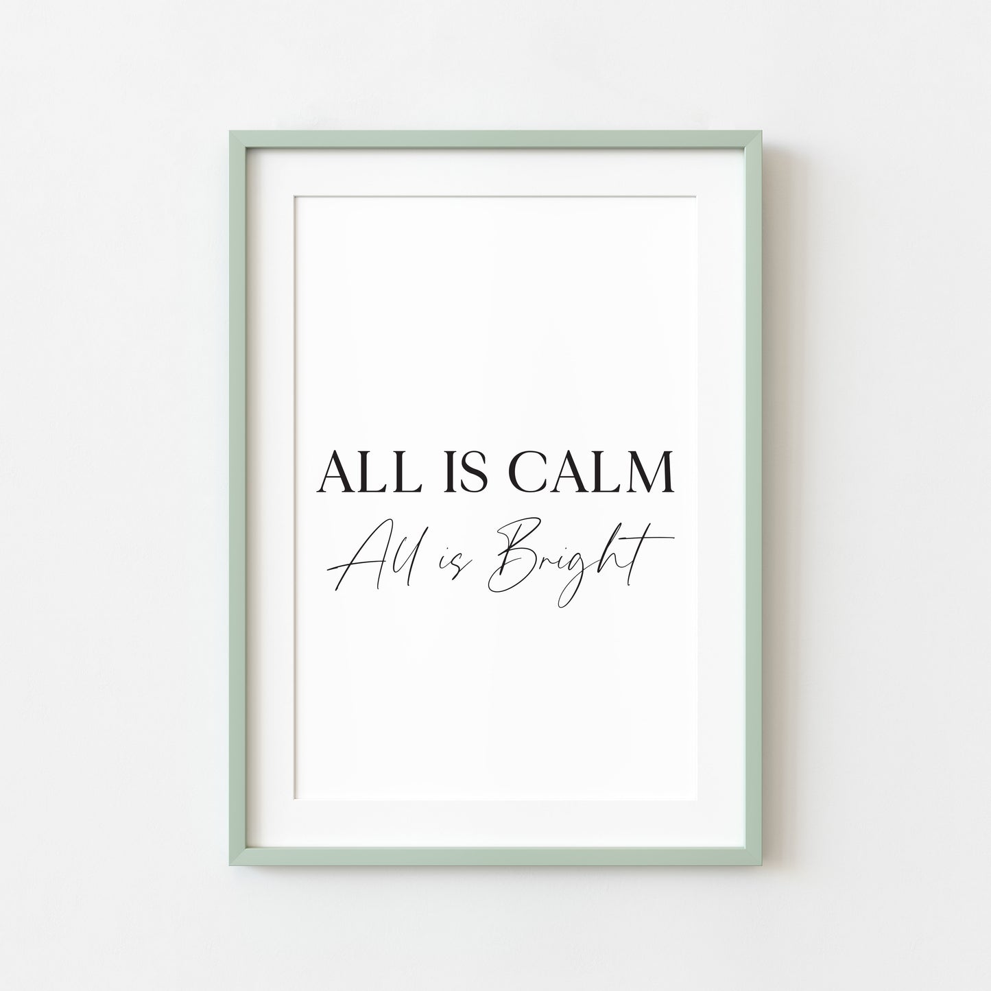 All is calm, All is bright Christmas art print seasonal unframed wall art poster