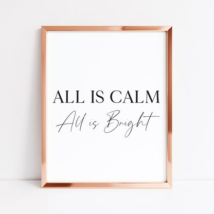 All is calm, All is bright Christmas art print seasonal unframed wall art poster