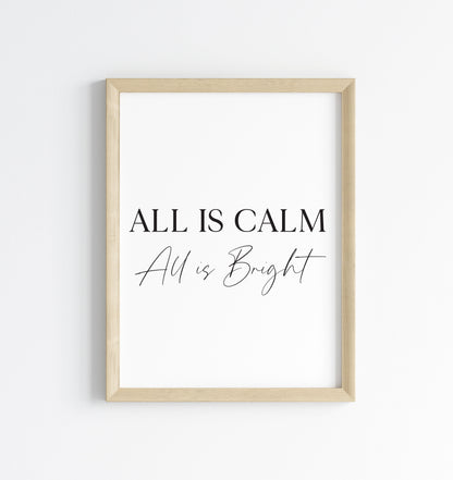 All is calm, All is bright Christmas art print seasonal unframed wall art poster