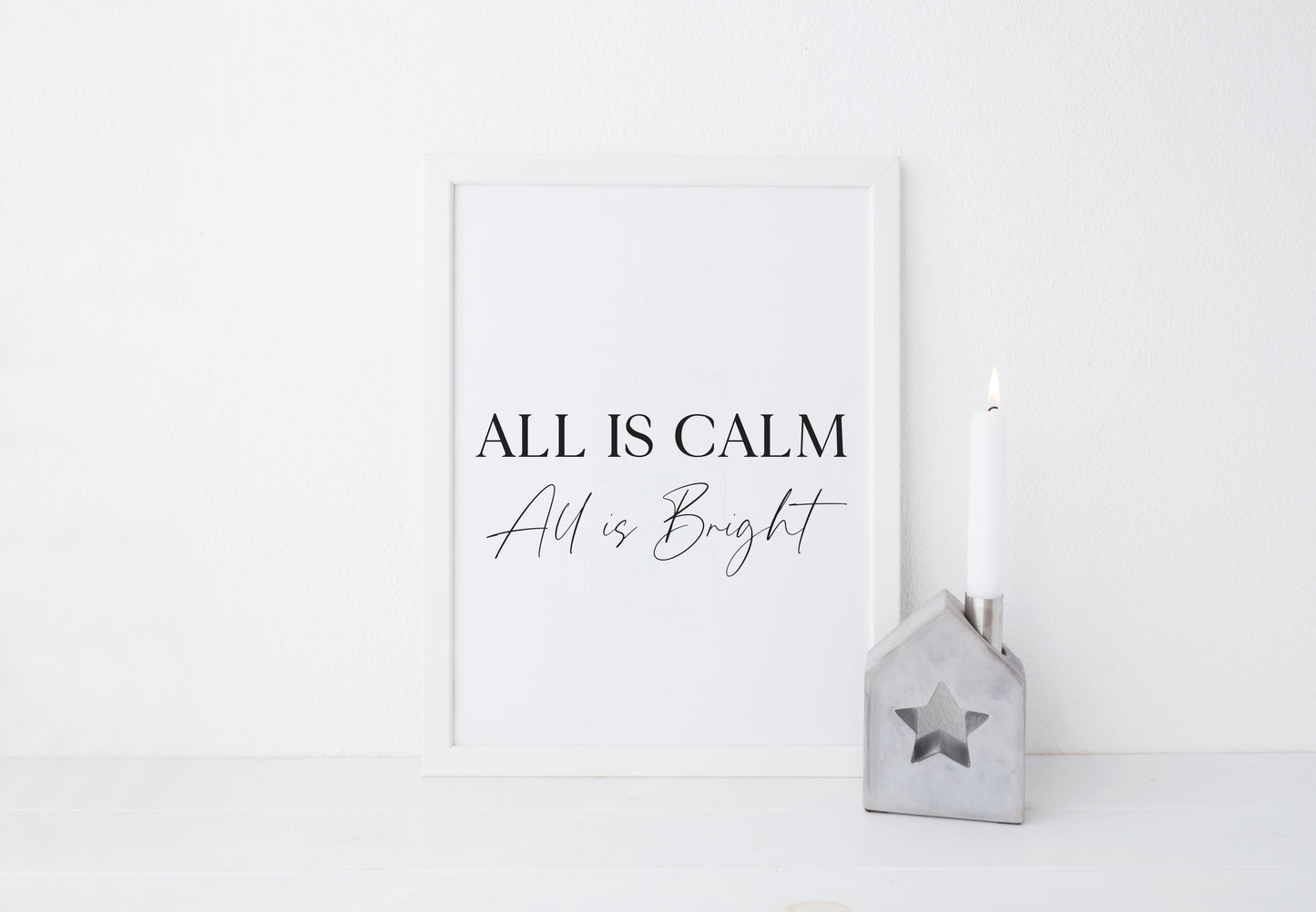 All is calm, All is bright Christmas art print seasonal unframed wall art poster