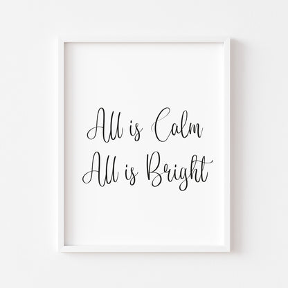 All is calm, all is bright xmas seasonal Christmas unframed wall art poster print