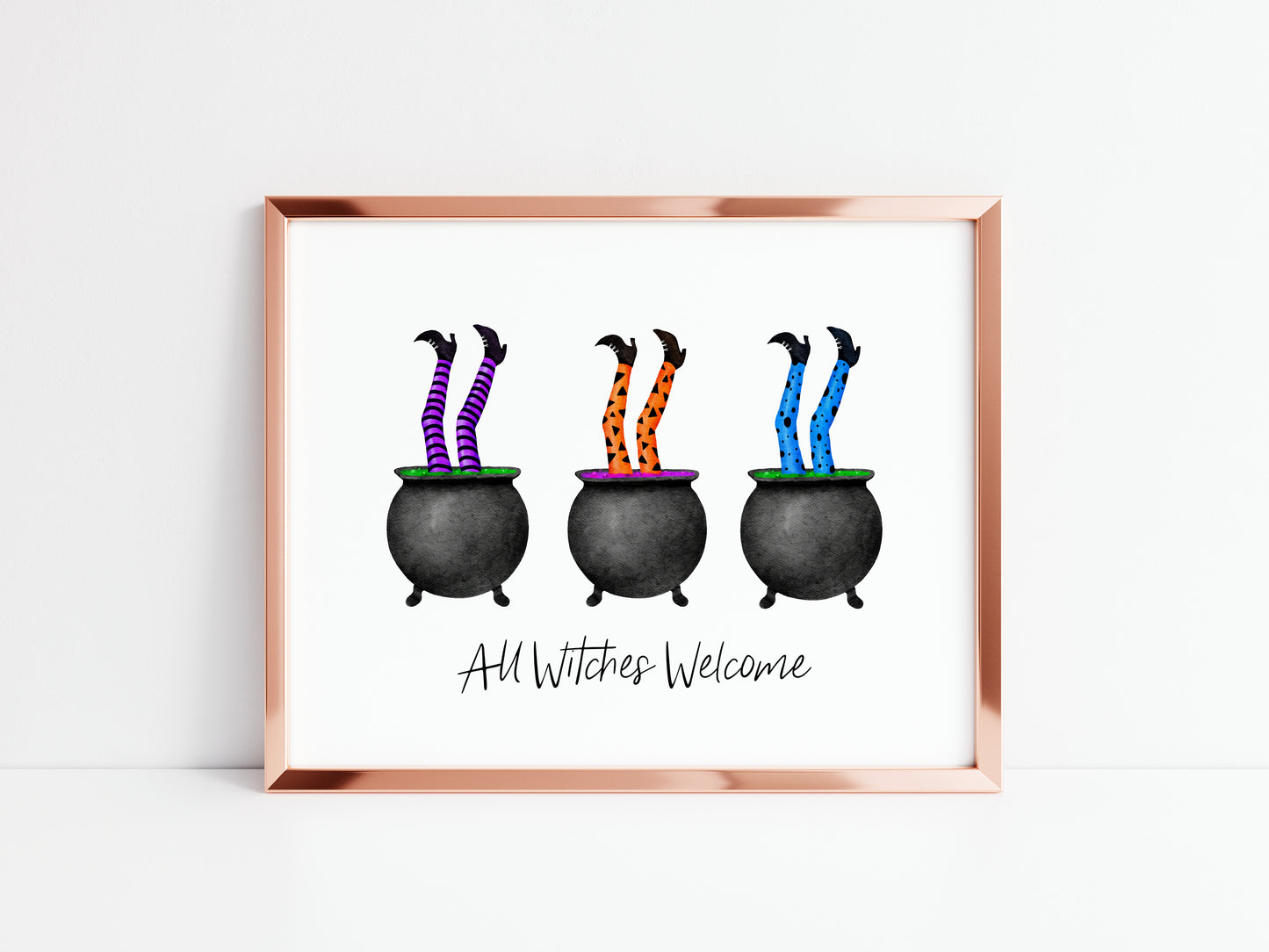 All Witches Welcome halloween spooky seasonal watercolour unframed wall art poster print