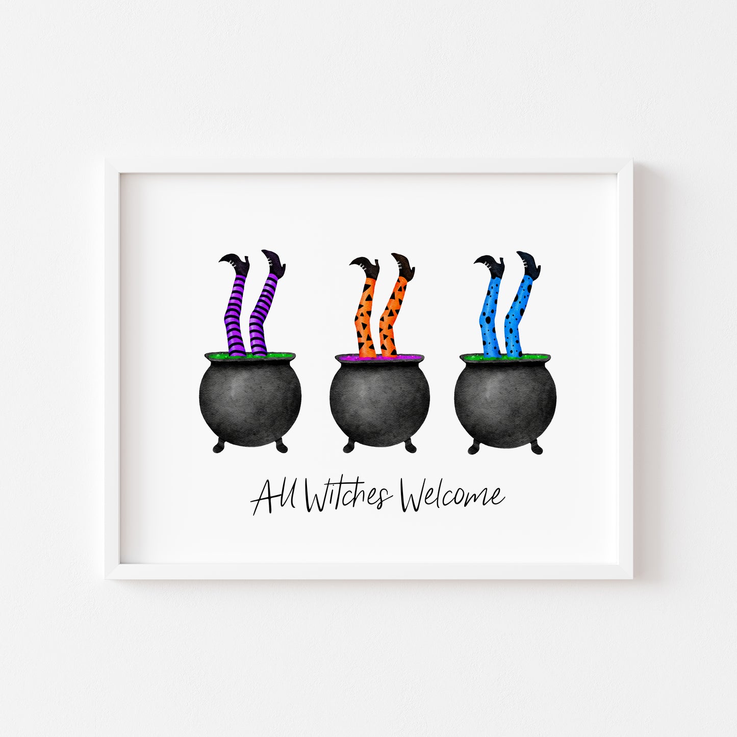 All Witches Welcome halloween spooky seasonal watercolour unframed wall art poster print