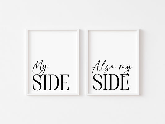 My side, also mine funny minimalist Bedroom Wall Art (unframed)