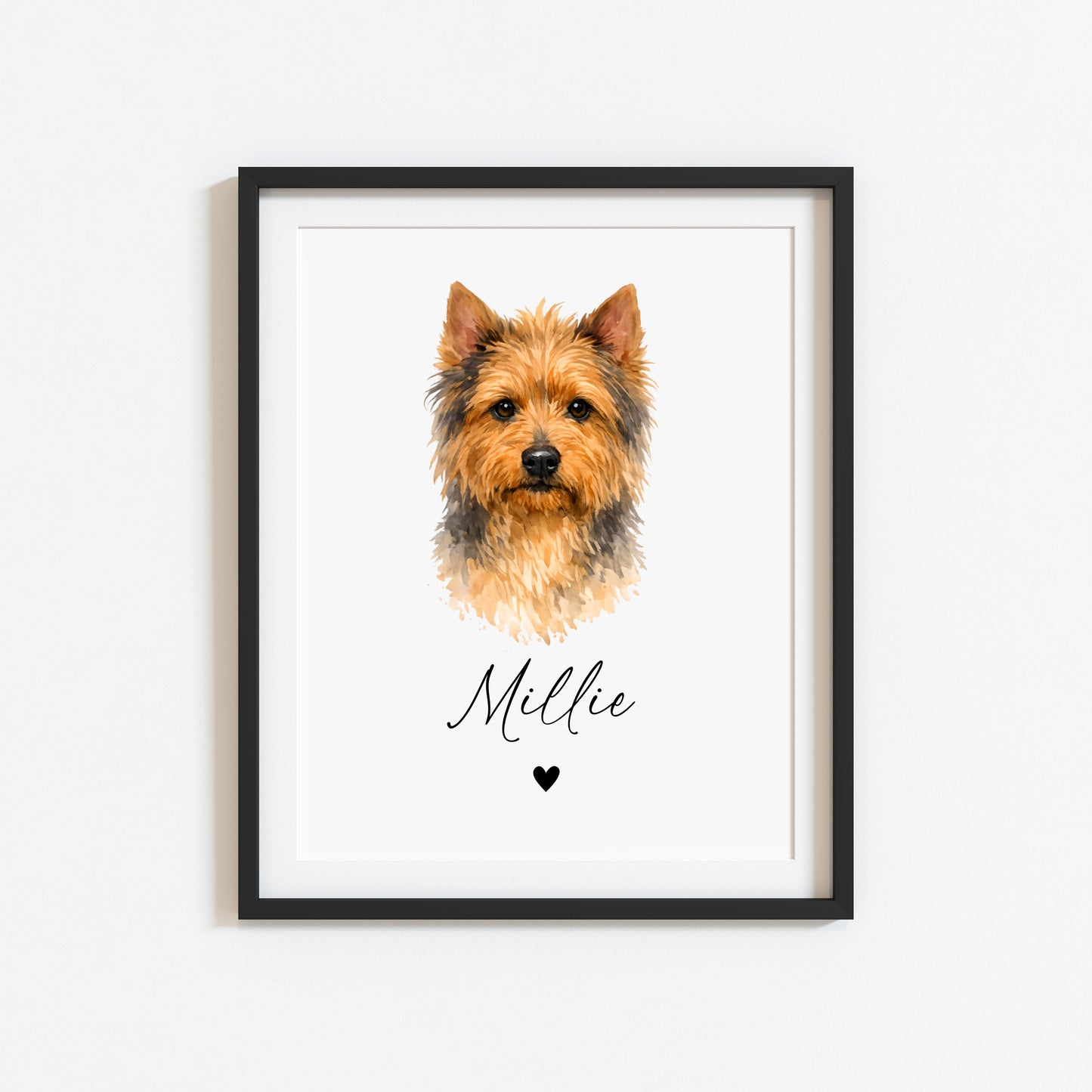 Personalised Australian Terrier Dog Print Custom Name Pet portrait watercolour unframed wall art