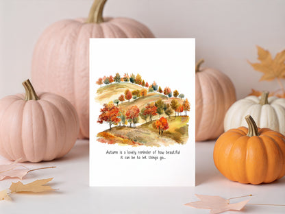 Autumn print, Autumn quote watercolour scenery trees unframed wall art poster