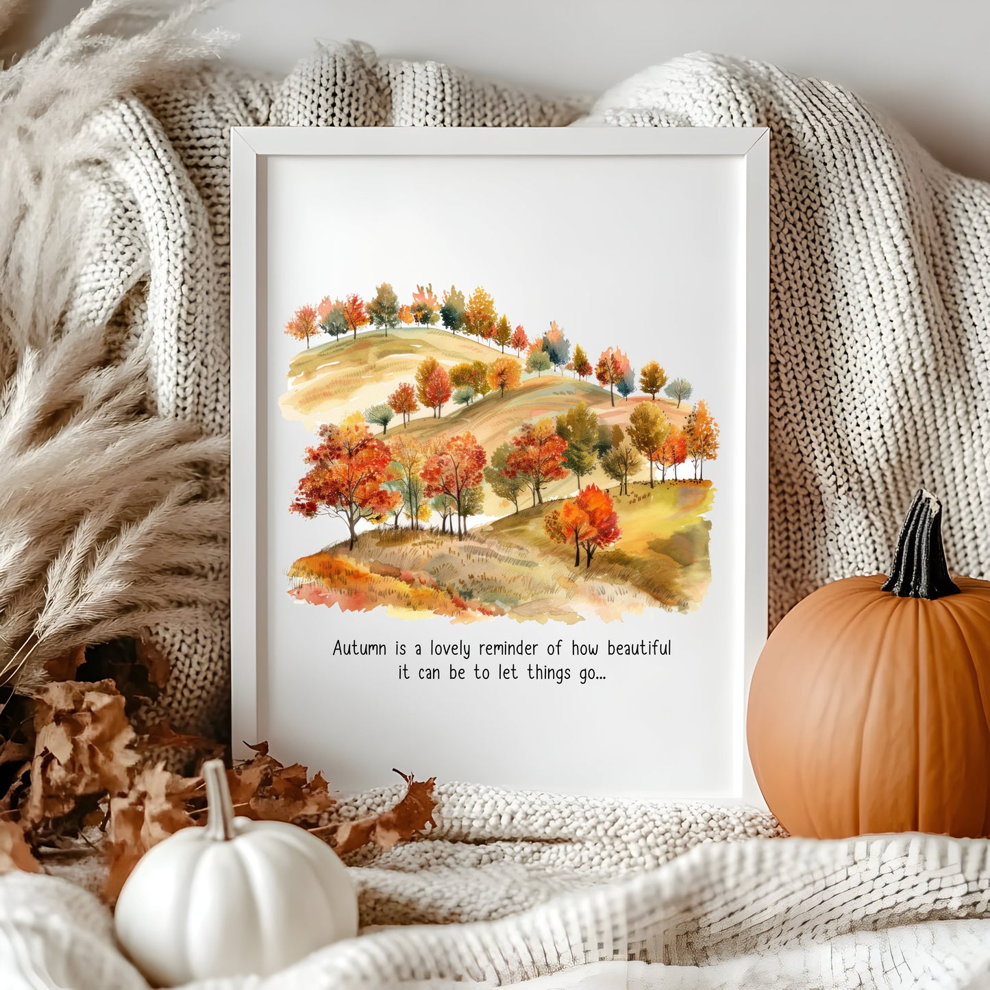 Autumn print, Autumn quote watercolour scenery trees unframed wall art poster