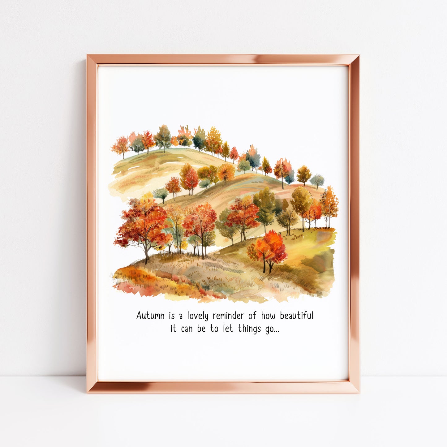 Autumn print, Autumn quote watercolour scenery trees unframed wall art poster