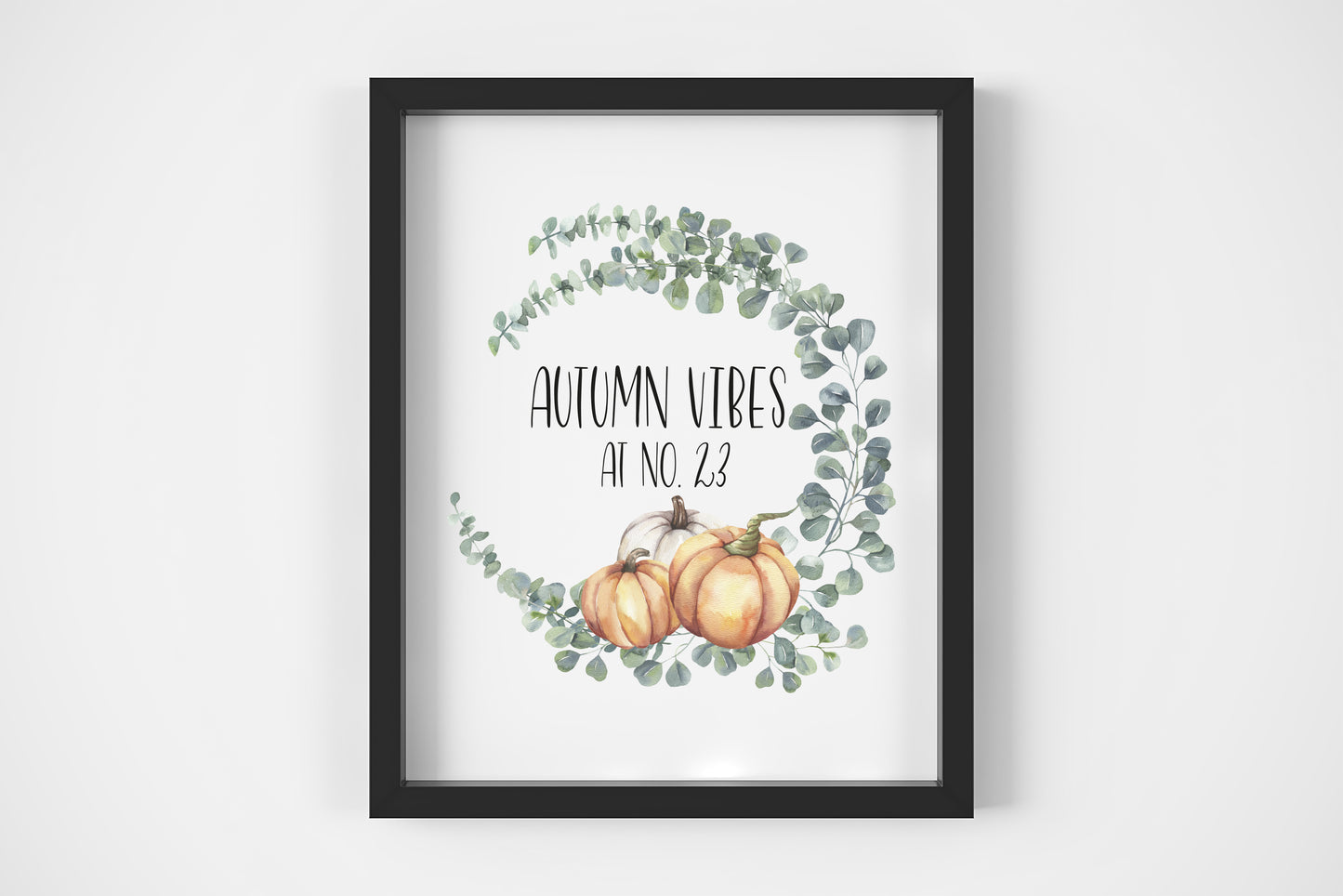 Autumn Vibes at no. floral pumpkin watercolour seasonal unframed wall art poster print