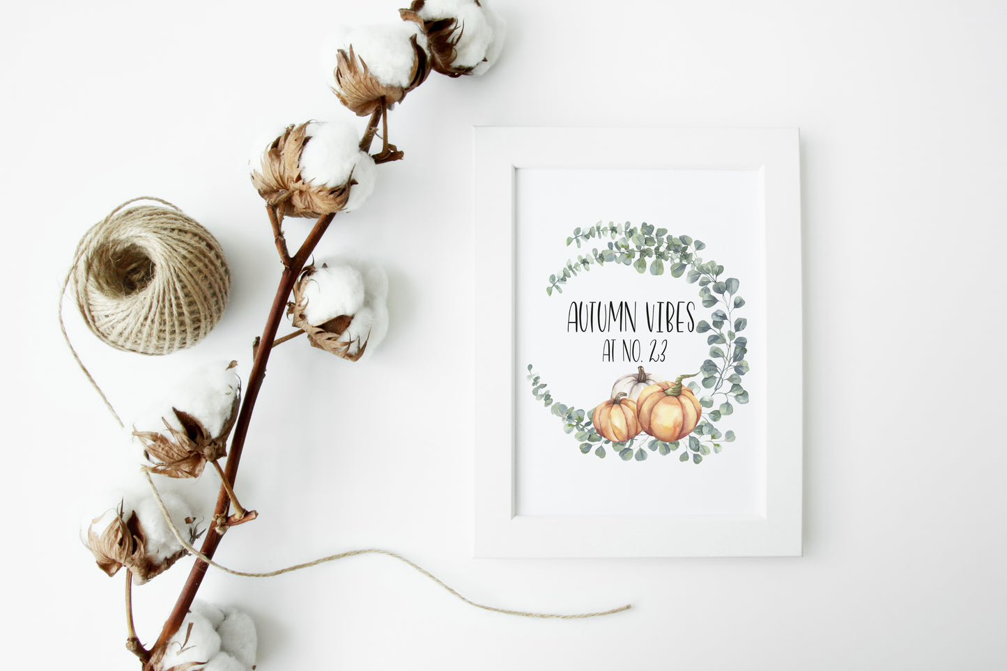 Autumn Vibes at no. floral pumpkin watercolour seasonal unframed wall art poster print