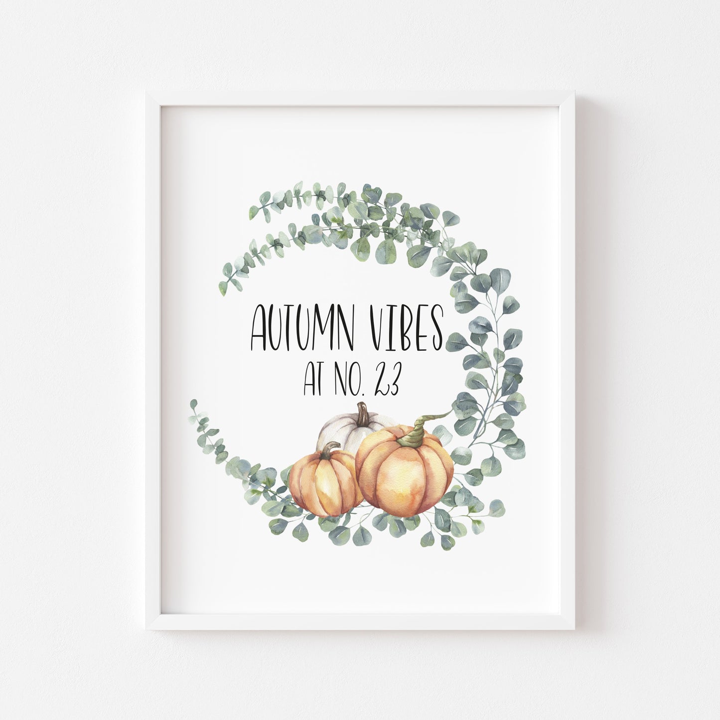 Autumn Vibes at no. floral pumpkin watercolour seasonal unframed wall art poster print
