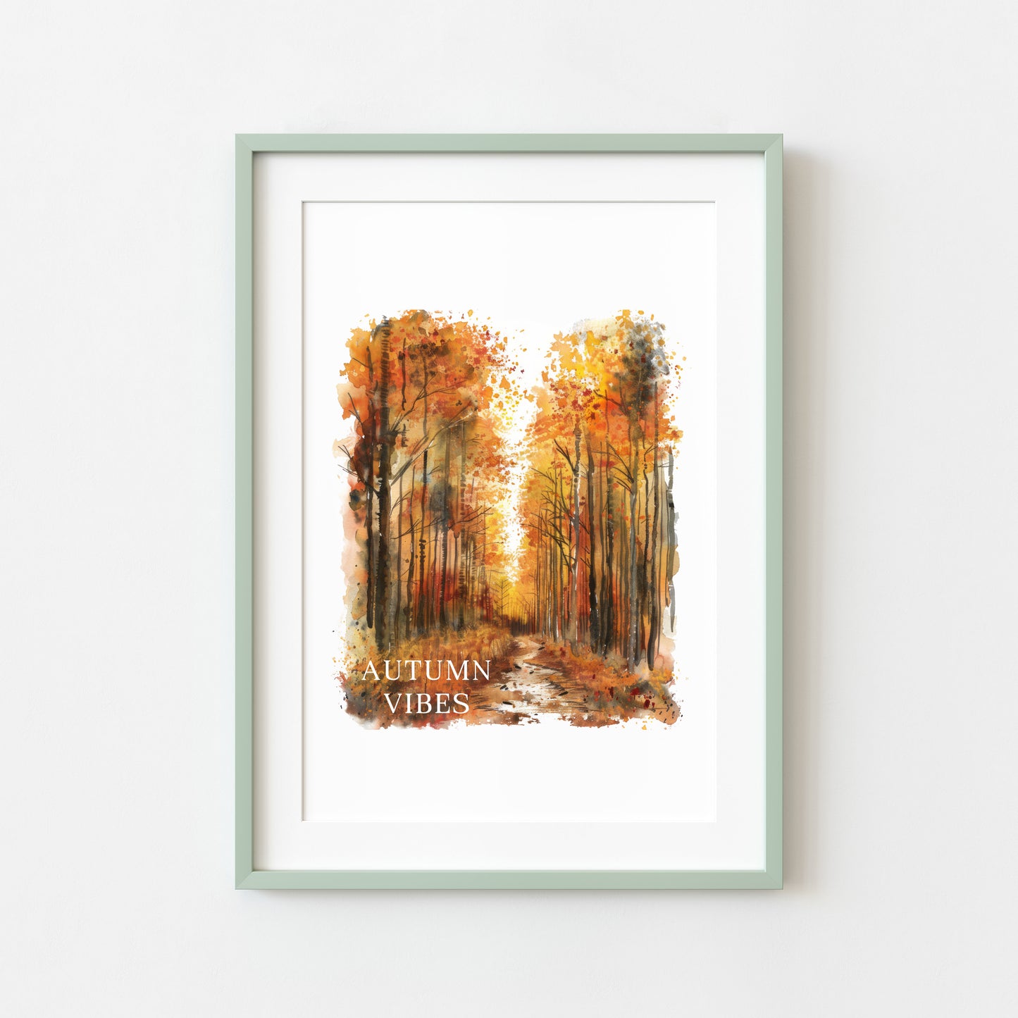Autumn print, Autumn vibes watercolour scenery unframed wall art poster