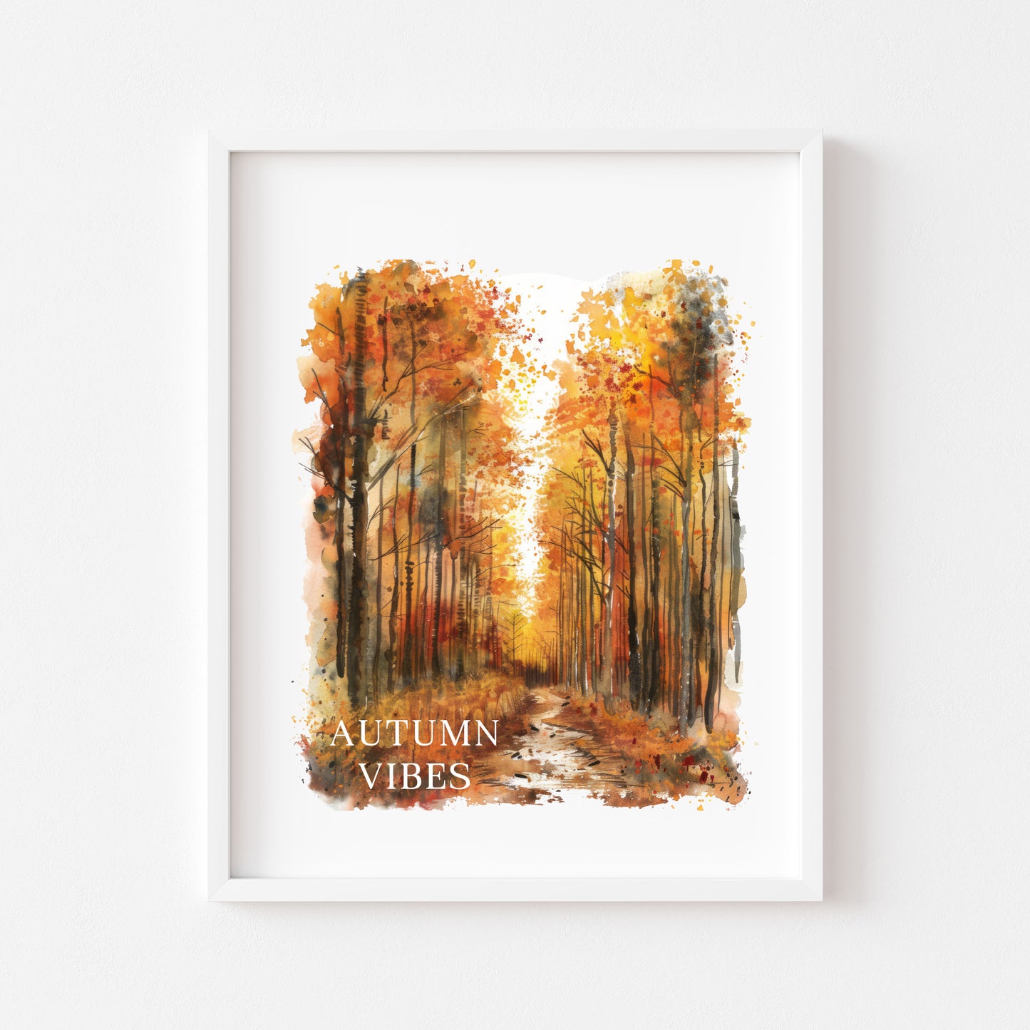 Autumn print, Autumn vibes watercolour scenery unframed wall art poster