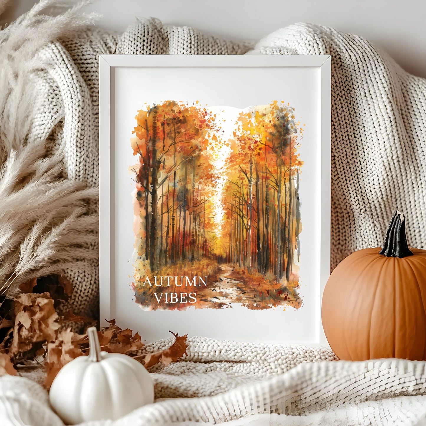 Autumn print, Autumn vibes watercolour scenery unframed wall art poster