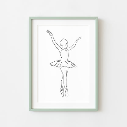 Girls Ballet Dancing print line drawing unframed wall art poster print