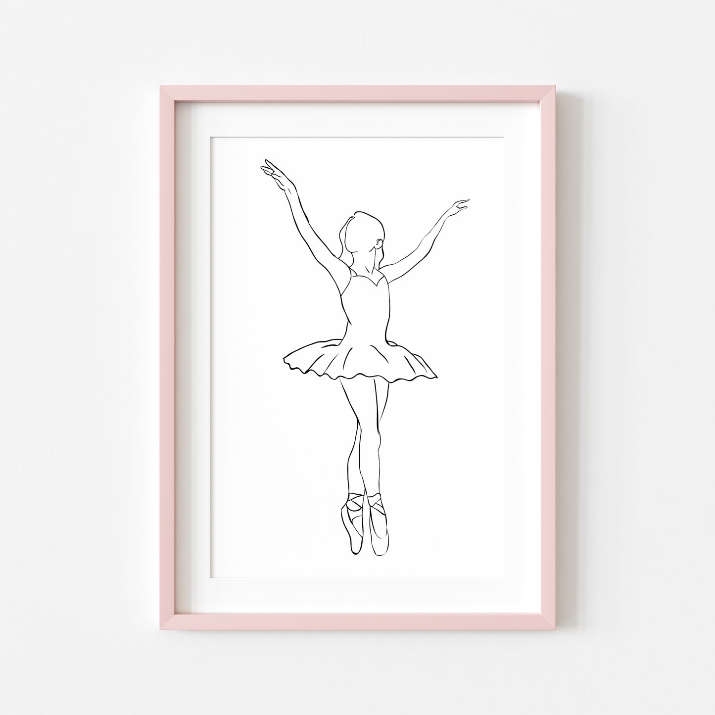 Girls Ballet Dancing print line drawing unframed wall art poster print