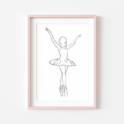 Girls Ballet Dancing print line drawing unframed wall art poster print