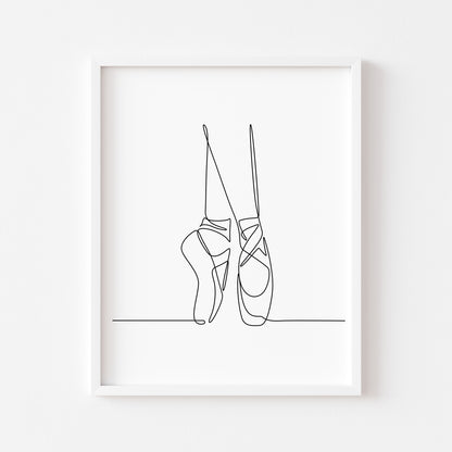 Ballet shoes Dancing print line drawing unframed wall art poster print