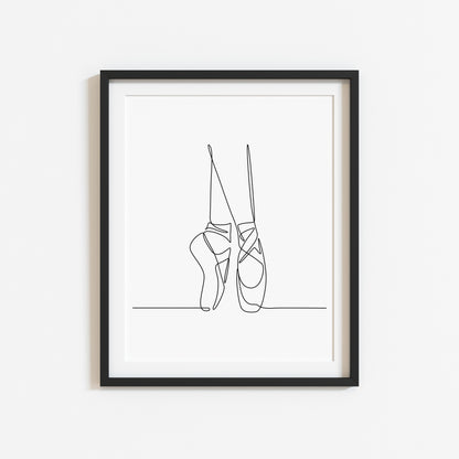 Ballet shoes Dancing print line drawing unframed wall art poster print