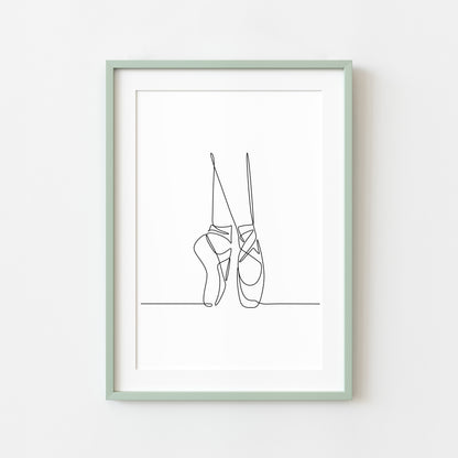 Ballet shoes Dancing print line drawing unframed wall art poster print