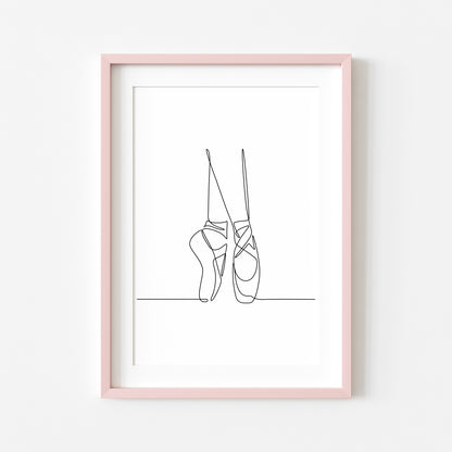 Ballet shoes Dancing print line drawing unframed wall art poster print