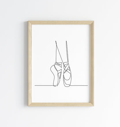 Ballet shoes Dancing print line drawing unframed wall art poster print