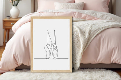 Ballet shoes Dancing print line drawing unframed wall art poster print
