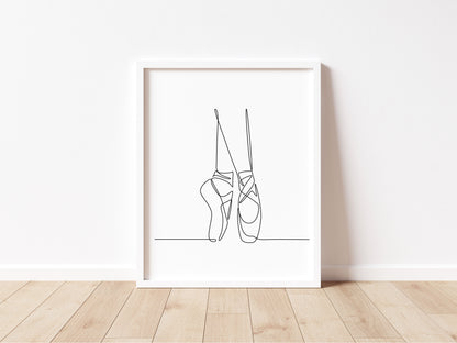 Ballet shoes Dancing print line drawing unframed wall art poster print