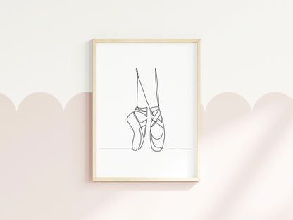 Ballet shoes Dancing print line drawing unframed wall art poster print