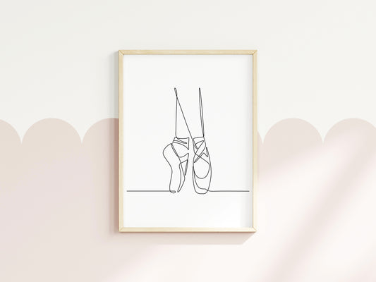 Ballet shoes Dancing print line drawing unframed wall art poster print