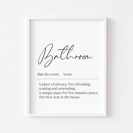 Bathroom definition, bathroom wash room unframed wall art poster print, bathroom signs, bathroom accessories, bathroom pictures, art signs
