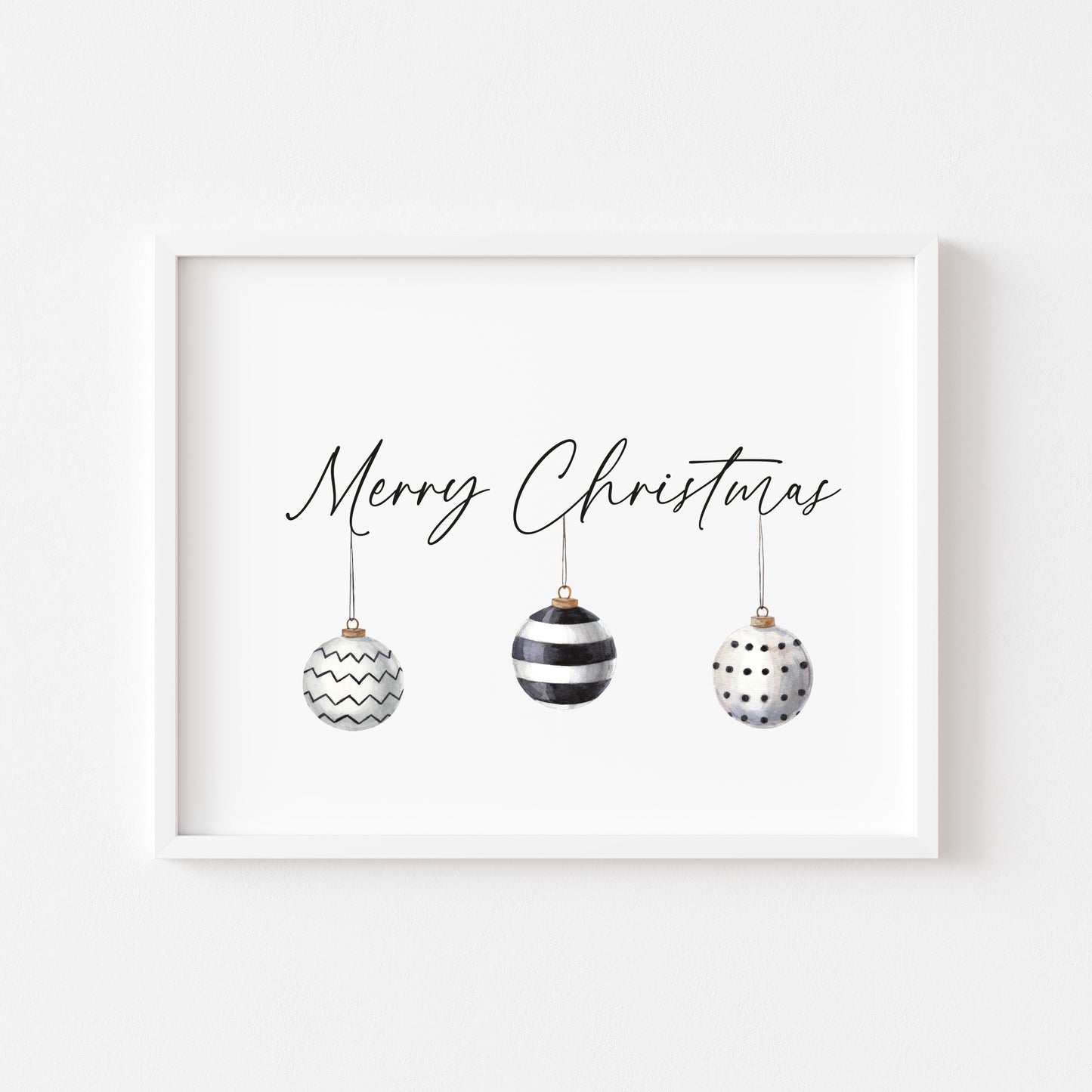 Merry Christmas watercolour monochrome xmas decortation seasonal unframed wall art poster print