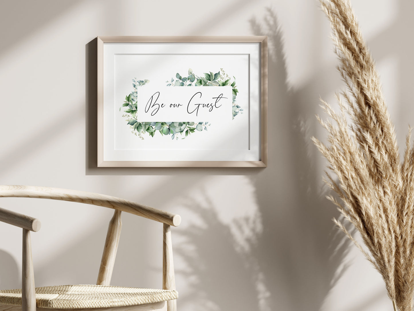 Be our guest eucalyptus floral frame bedroom Home Wall Art (unframed)