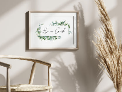 Be our guest eucalyptus floral frame bedroom Home Wall Art (unframed)
