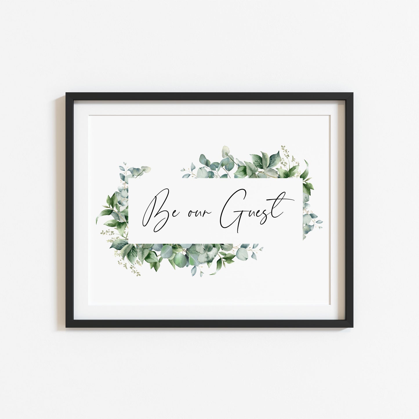 Be our guest eucalyptus floral frame bedroom Home Wall Art (unframed)