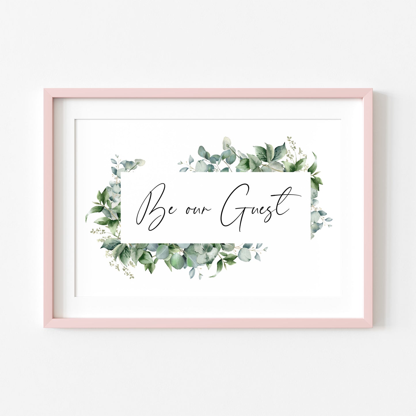 Be our guest eucalyptus floral frame bedroom Home Wall Art (unframed)