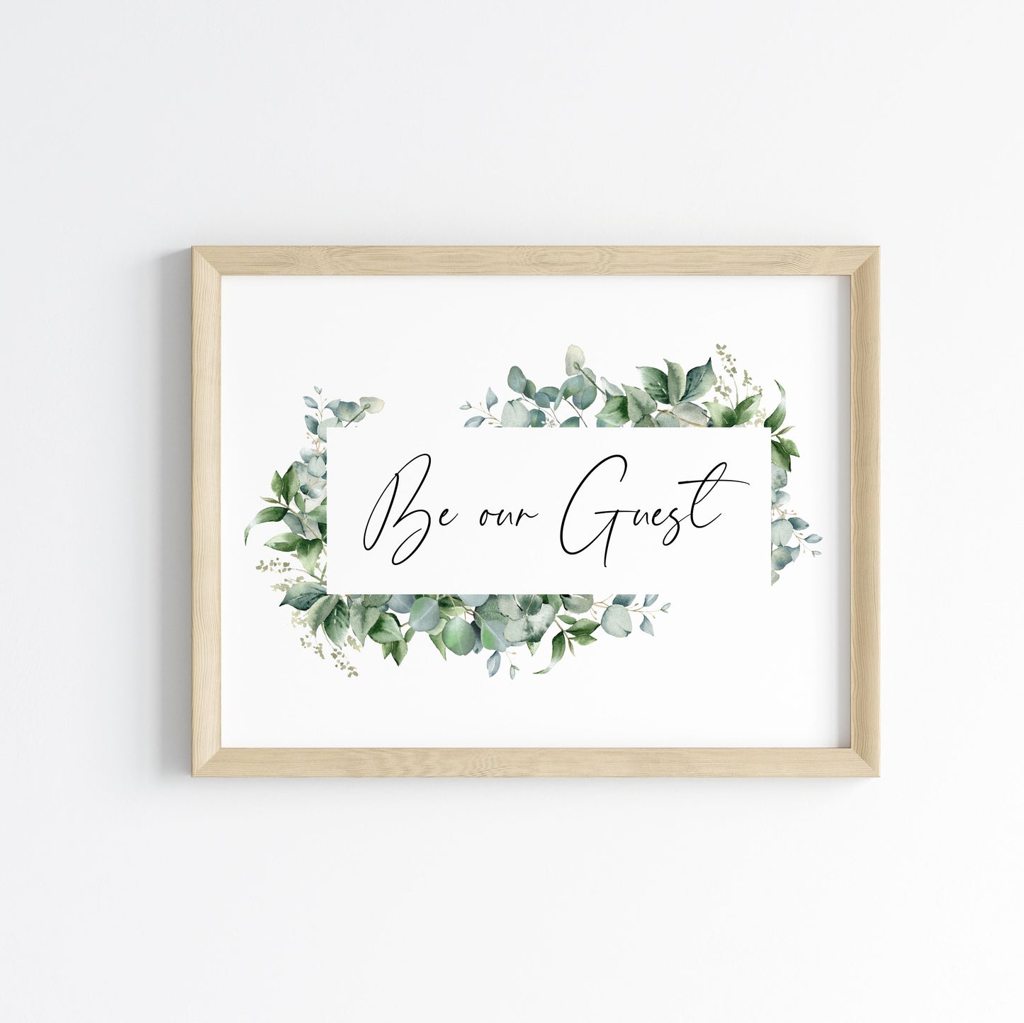 Be our guest eucalyptus floral frame bedroom Home Wall Art (unframed)