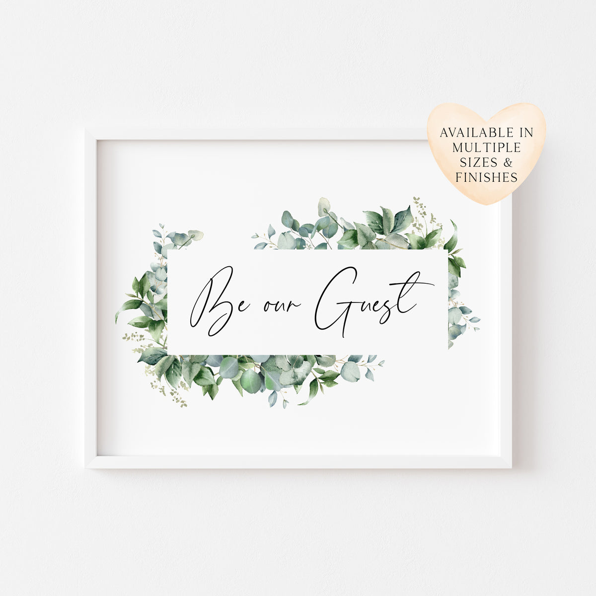 Be our guest eucalyptus floral frame bedroom Home Wall Art (unframed)