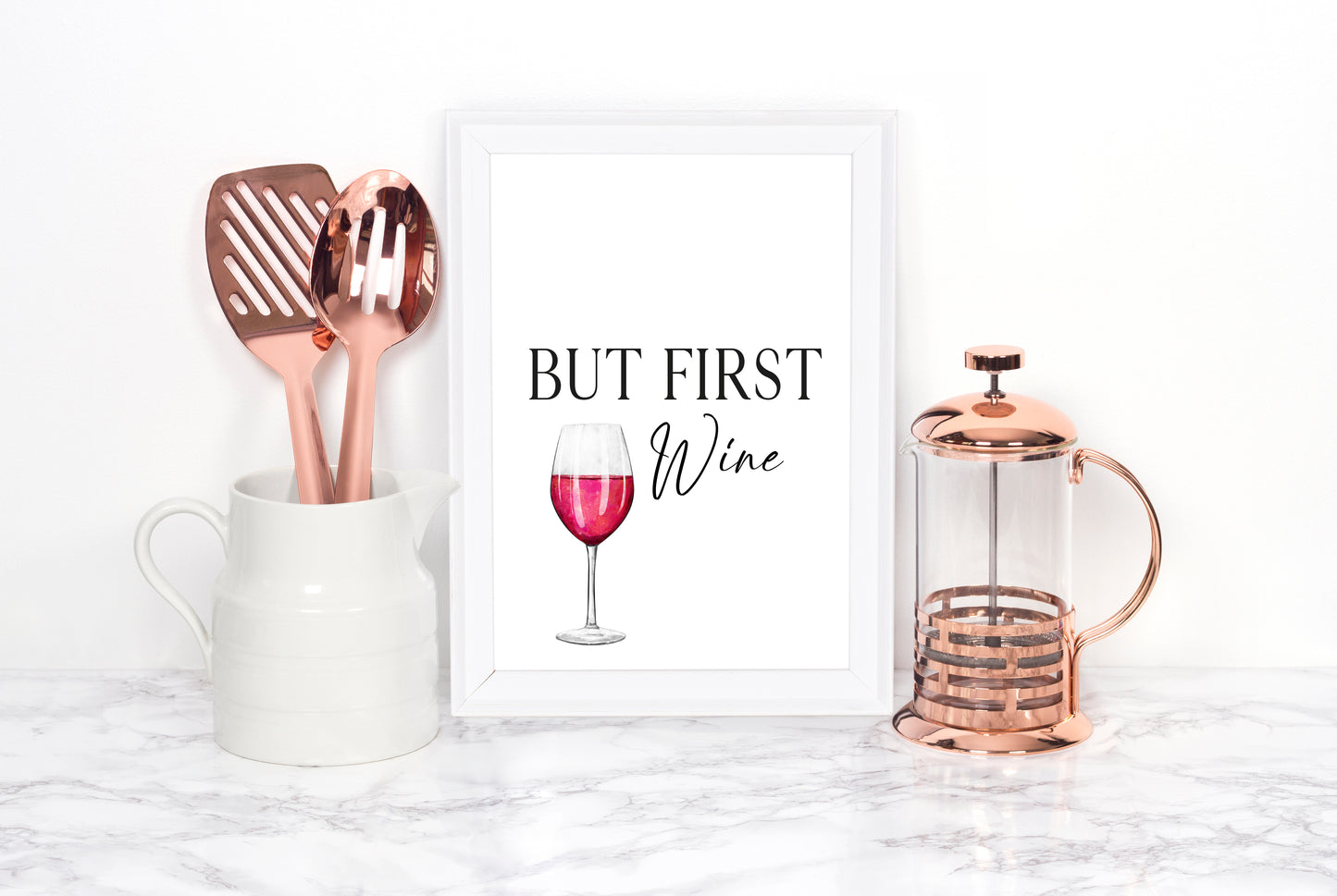 But first Wine kitchen, kitchen, bar area, wine lover, unframed wall art poster print