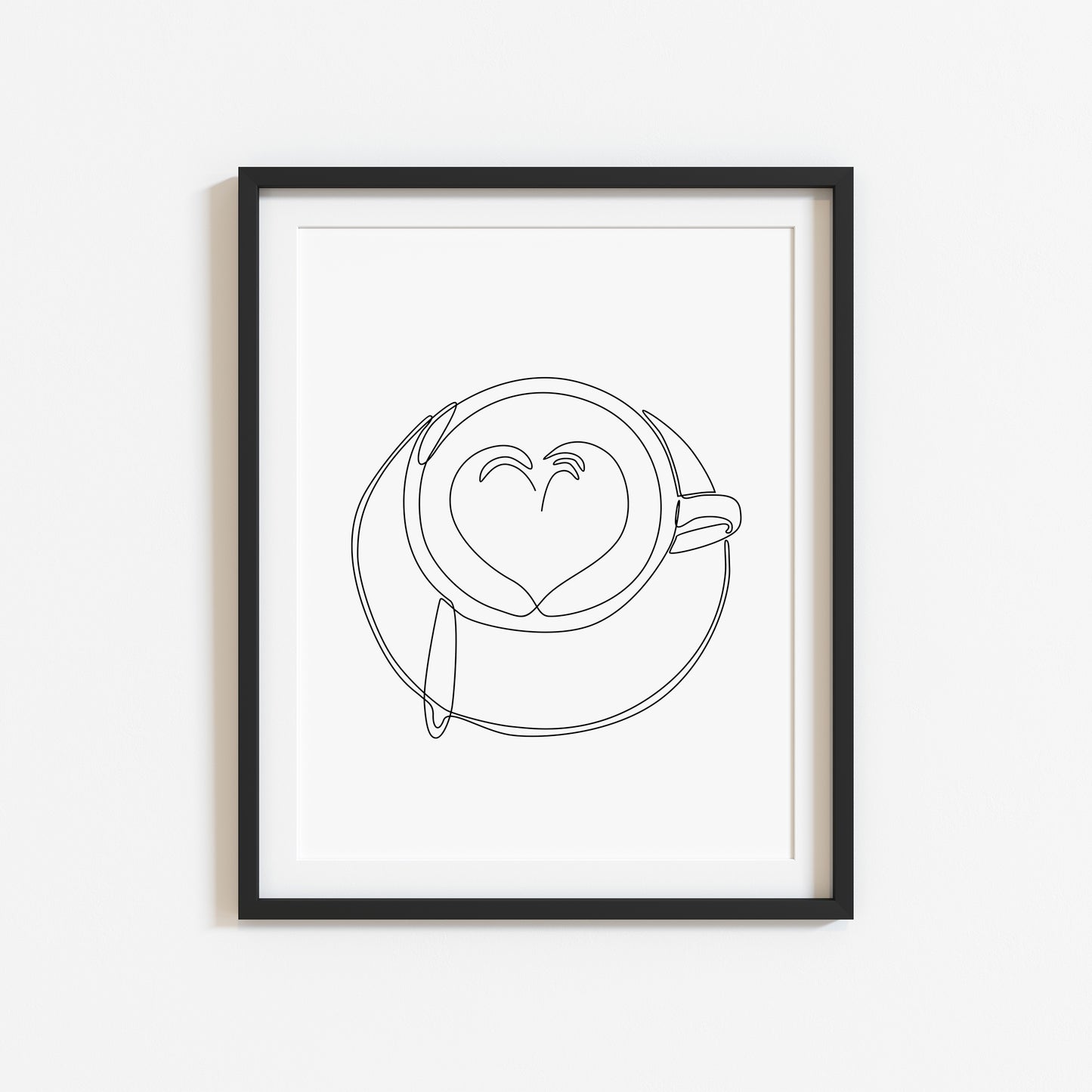 Cappuccino latte love line drawing illustration kitchen/office unframed wall art poster print