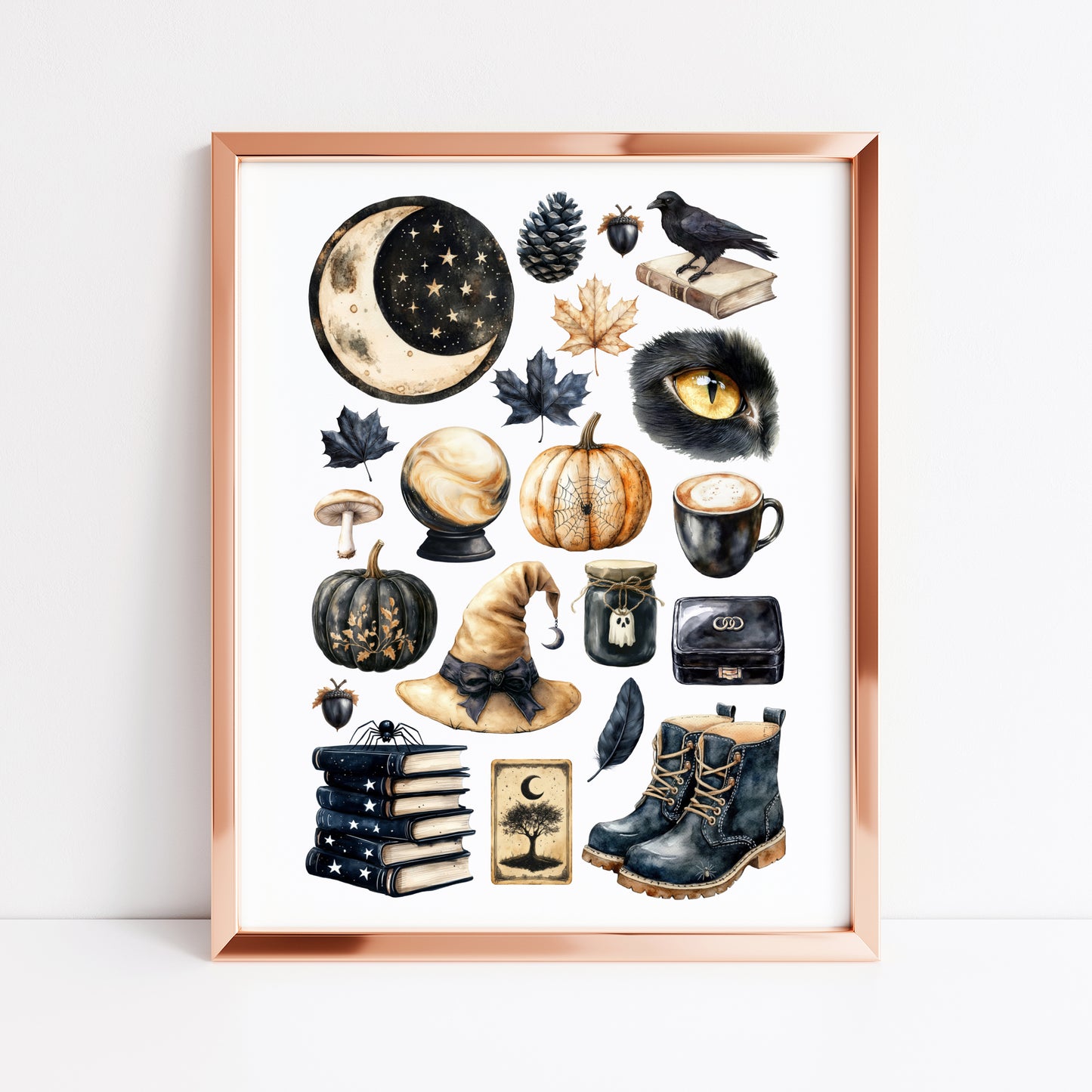 Black & Beige Halloween Mood board black gothic Spooky unframed wall art poster print