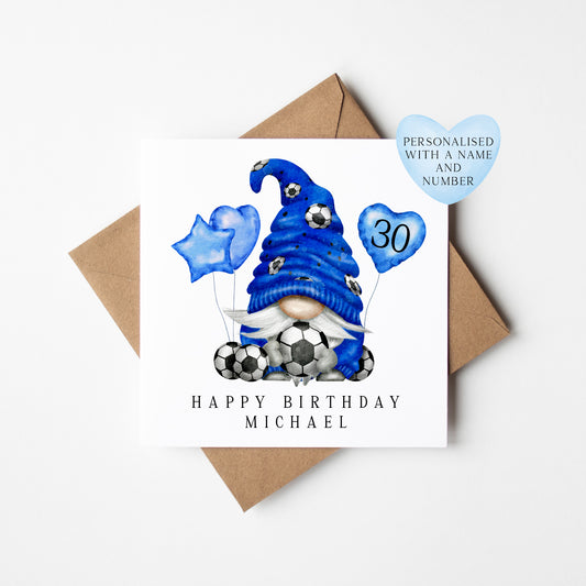 Football Birthday Card personalised name & number gonk footy themed  bday card with Envelope