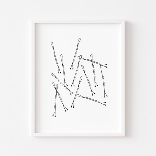 Hair grip bobby pin illustration drawing fashion bedroom unframed wall art poster print