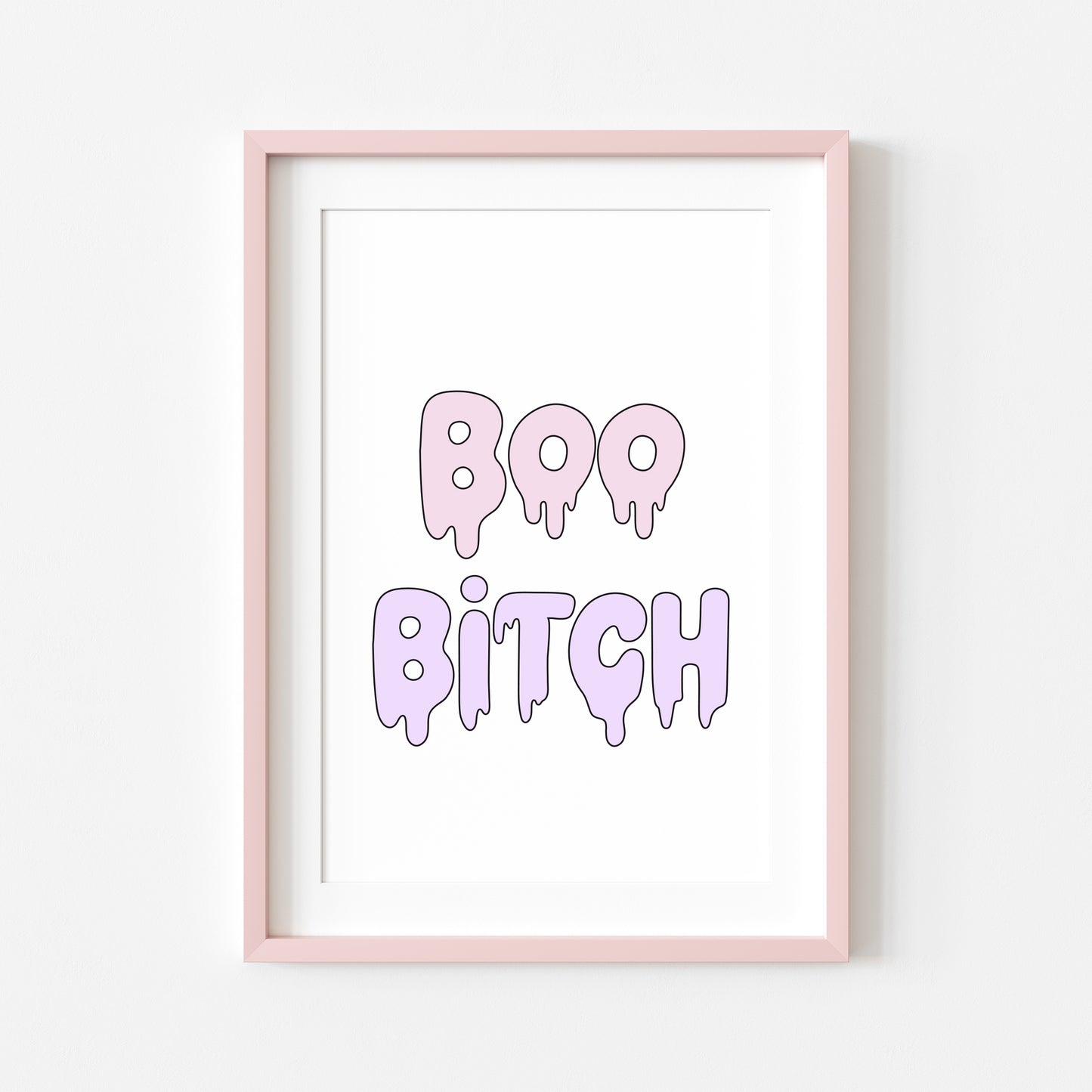 Halloween print, Boo B*tch watercolour pastel cute seasonal spooky halloween decor unframed wall art poster print, cute funny spooky art