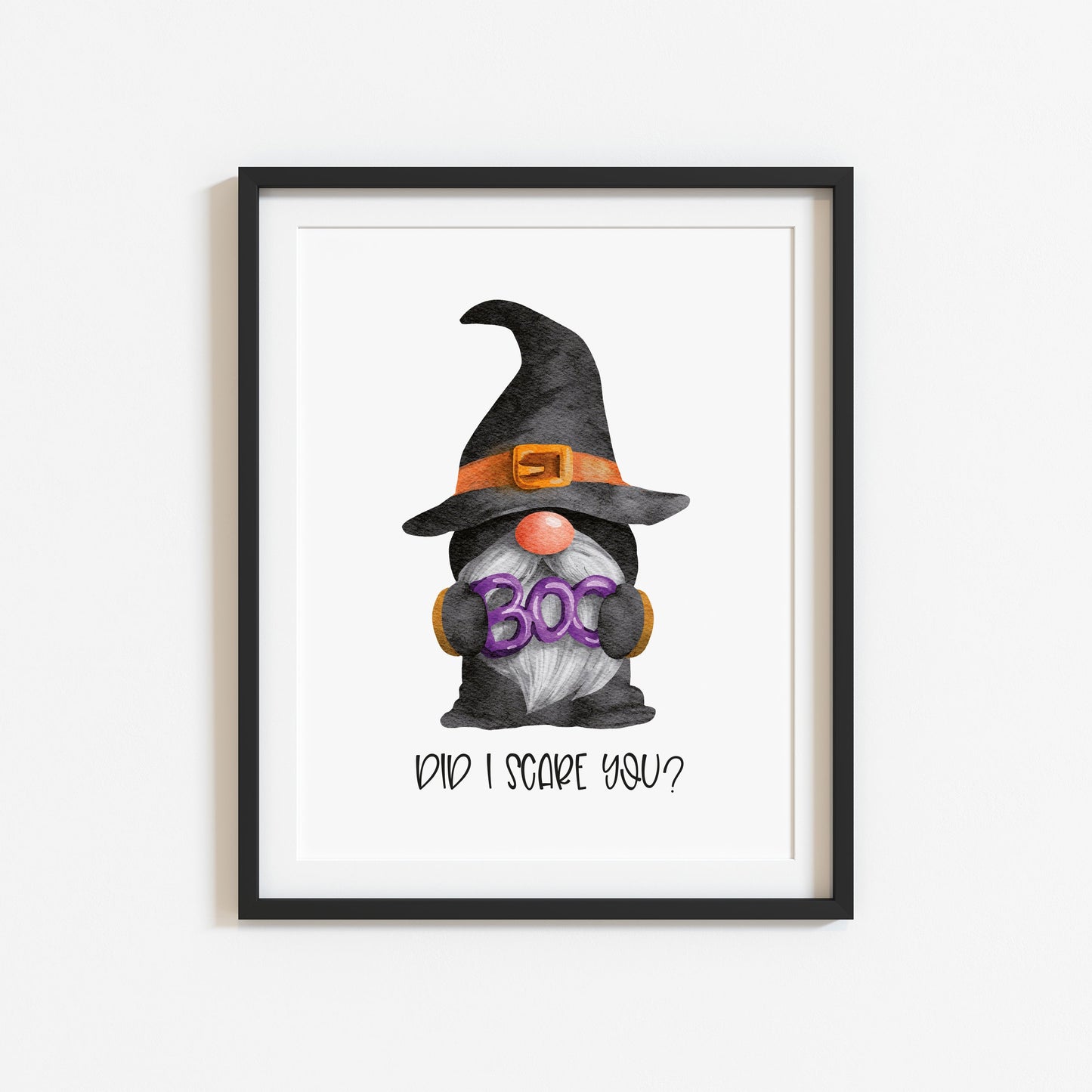 Halloween gonk BOO did i scare you watercolour seasonal halloween unframed wall art poster print